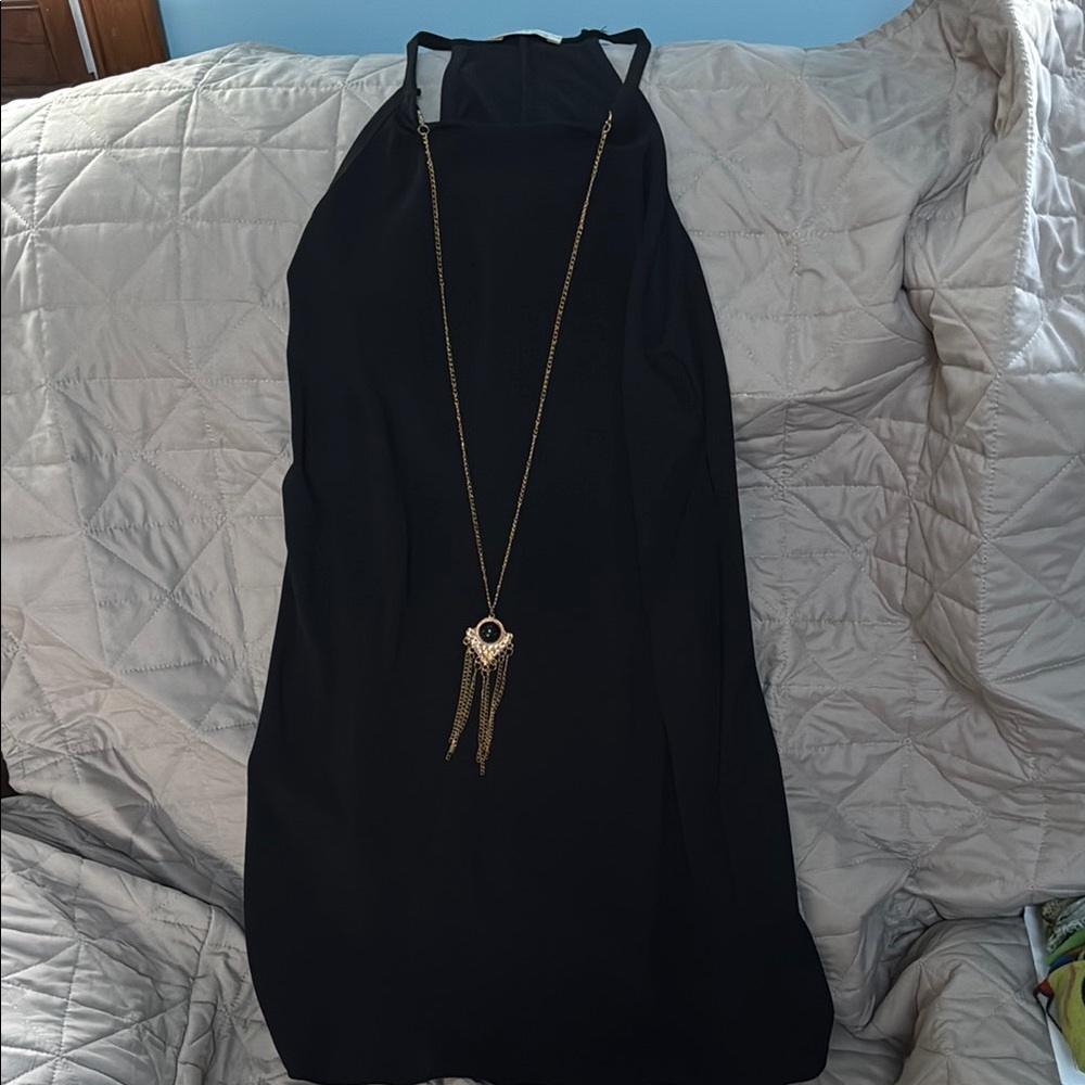 Elegant Black Dress with Necklace
